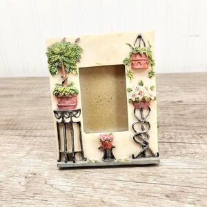 Vintage White Ceramic Floral Picture Frame - 2x2.5 Photo Display